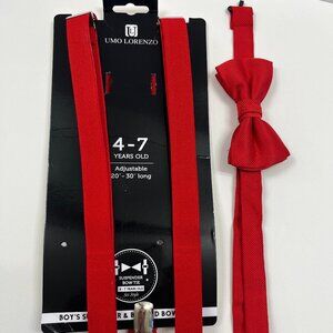 Bow Tie and Suspender Set - Boys 4-7 - NWT - RED